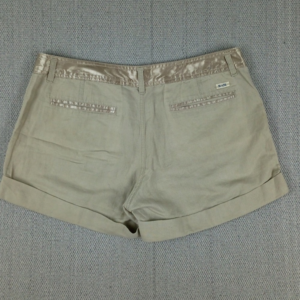 Converse One Star Shorts Women 12 Khaki Tan Good Satin Trim Linen Blend Casual - Picture 5 of 12
